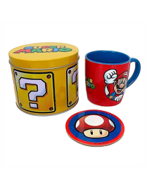 Set De Regalo Taza Y Posavasos Super Mario Golden